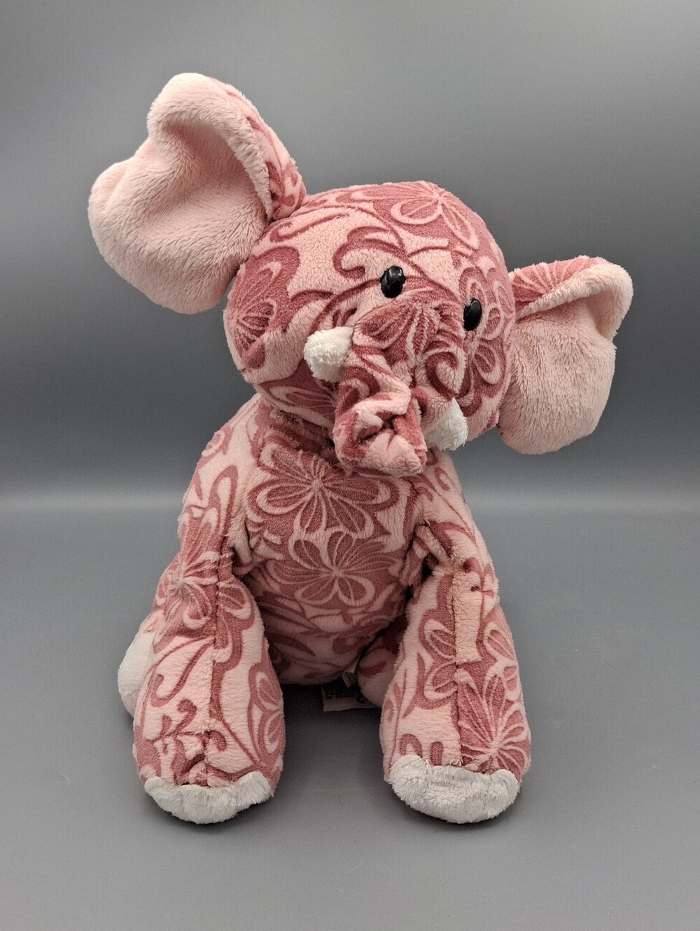 Ganz Webkinz Batik Elephant HM458 Plush Stuffed Animal Pink with Floral Print